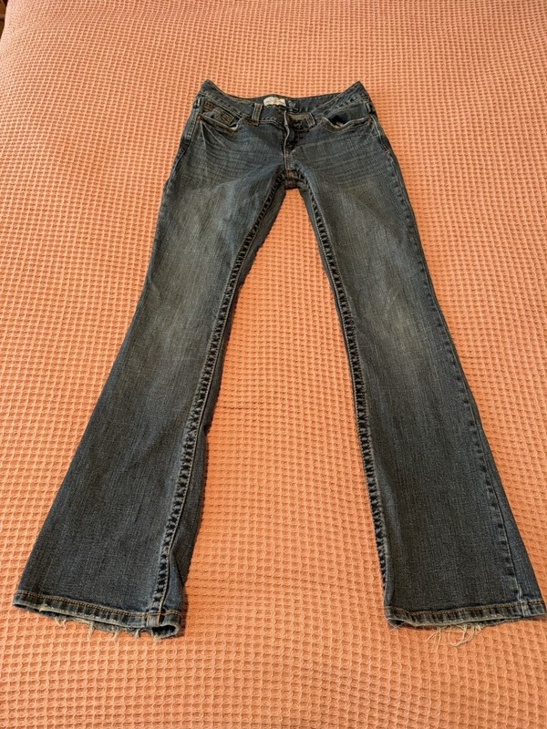 Aeropostale Hailey Skinny Flare Jeans 1/2 Low Rise Blue Y2K Distressed - 28X30”