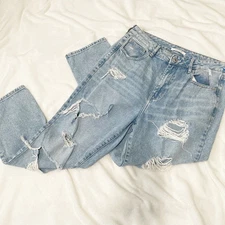 Pacsun mom jeans ripped blue denim size 29 high waist straight leg