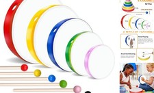 5 Pcs Kids Hand Drums Wood Frame Drum Set with Drum Stick 12 Inch 10 Inch 8