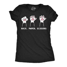 Womens Funny T Shirts Rock Paper Scissors Cat Paws Sarcastic Graphic Novelty Tee