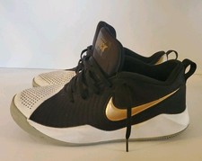 Nike Team Hustle Quick 2 GS Size 7Y Black White Gold  #AT5298 010 Shoes