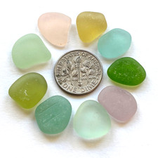 Surf Tumbled Sea Glass   Jewelry Quality   9 Sweet Smaller Scale Pieces
