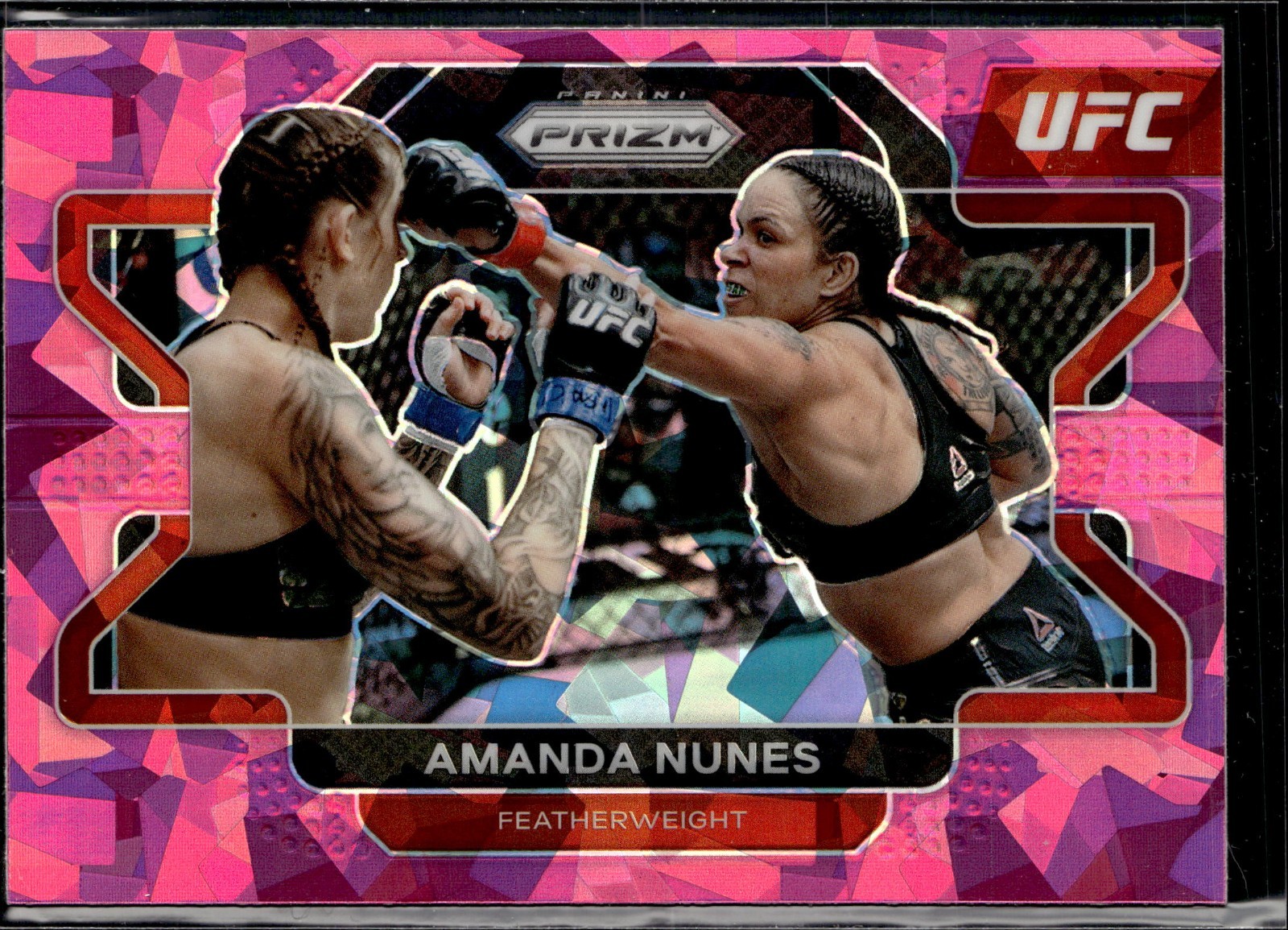 Amanda Nunes 2022 Panini Prizm UFC Pink Ice Prizm A Card #65