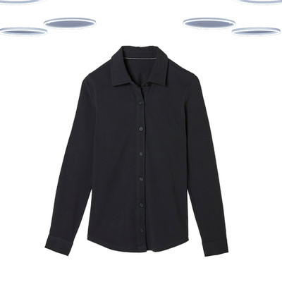 Ex Fat Face Women s Jersey Shirt Long Sleeve Collared Cotton Black