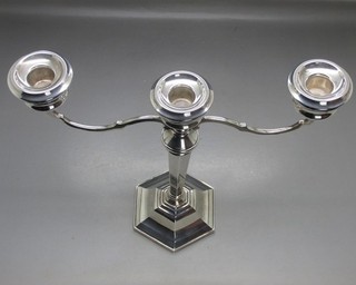 VINTAGE HEAVY SOLID STERLING SILVER 3 BRANCH 9" CANDELABRA 375g BIRMINGHAM 1977