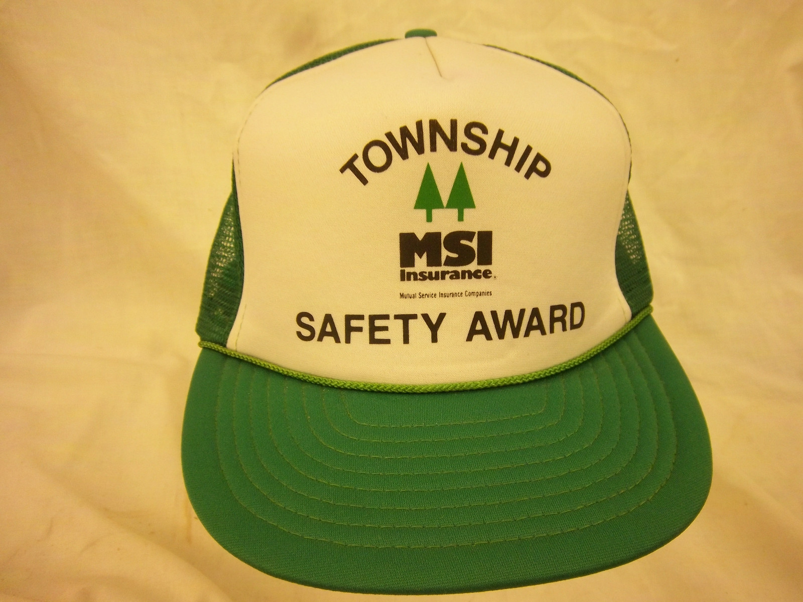 Vintage 1980s Township Safety Award Trucker Hat Cool Mesh Snapback Baseball Cap