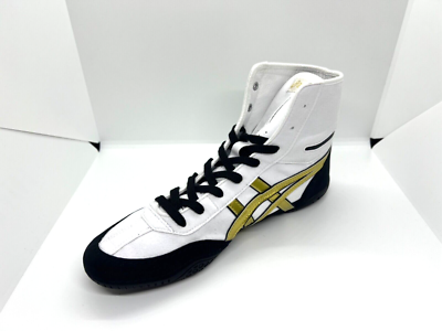 asics Boxing Wrestling Shoes White Black Gold Line 1083A001 NEW EX