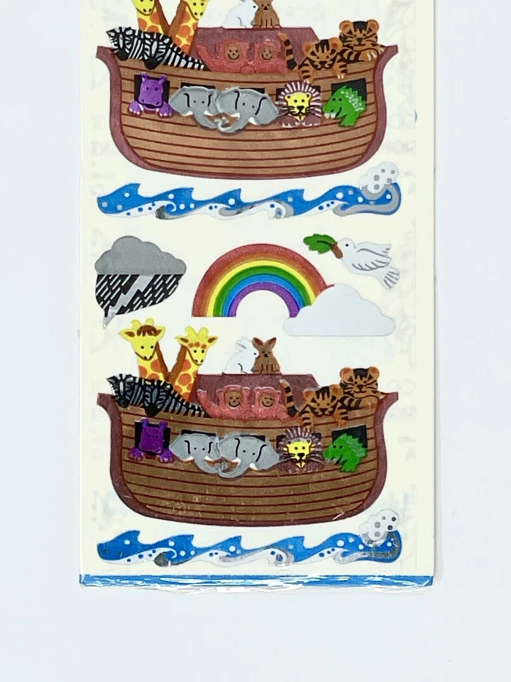 Винтажные наклейки Sandylion майлар Ноев ковчег лодка новые из старых запасов светоотражающие животные 90-х - Изображение 4 из 4