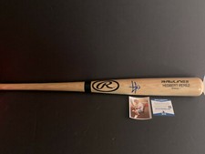 Hedbert Perez Brewers Auto Signed Engraved Blonde Bat Beckett Rookie COA