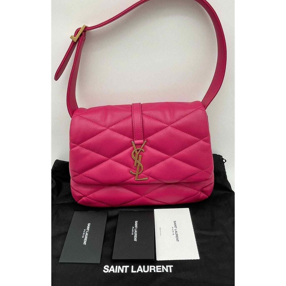 $2850 NEW Saint Laurent YSL Le 57 Pink Leather Shoulder Hobo