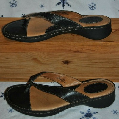 womens black leather thong sandals
