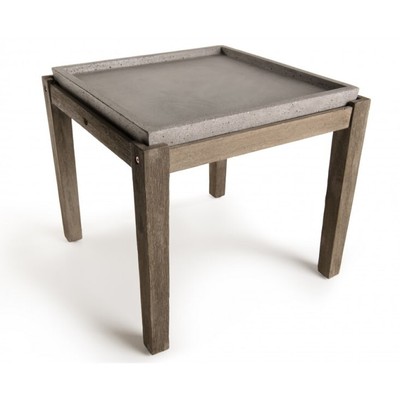 Hans - Quadratischer Garten-Beistelltisch aus Beton und Akazie L53 cm