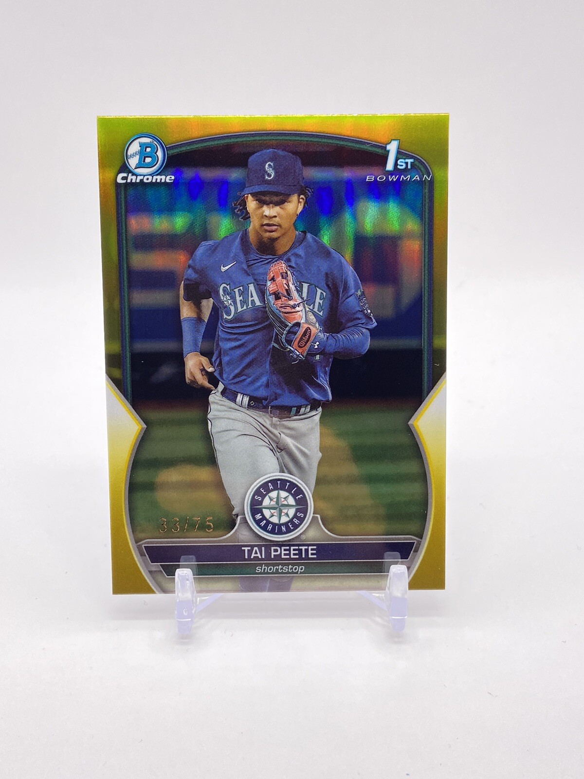 2023 BOWMAN CHROME DRAFT TAI PEETE 1ST /75 YELLOW REFRACTOR #BDC-28 MARINERS