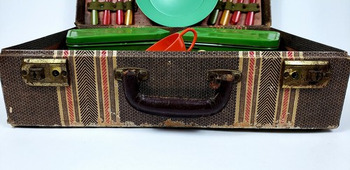 SET SCATOLA DA PICNIC VINTAGE CON MANICO IN BACHELITE POSATE UTENSILI - Foto 5 di 8