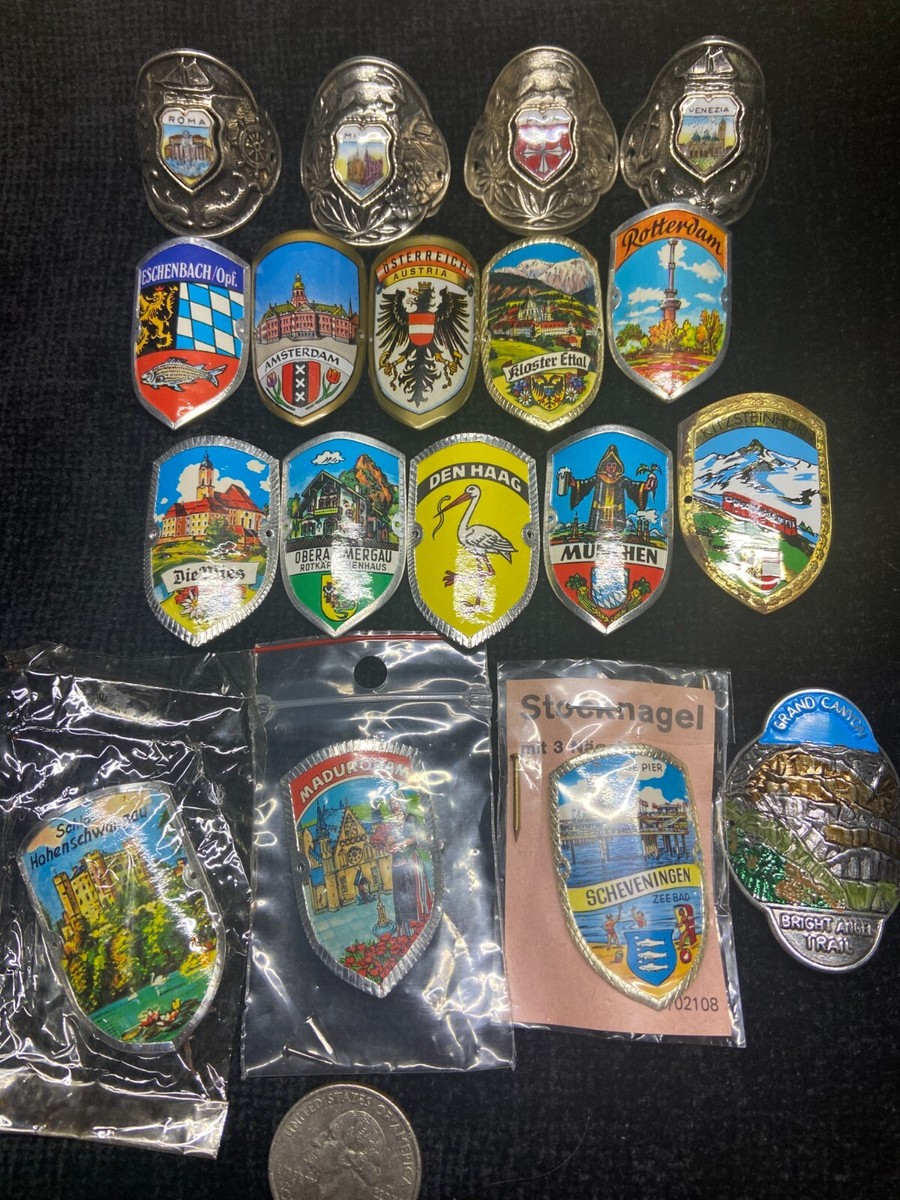 Lot of 18 Vintage Walking / Hiking Stick Badge / Shield (Germany