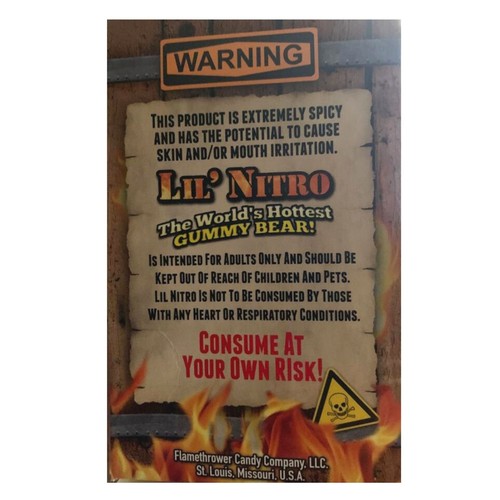 Lil Nitro World's Hottest Gummy Bear 3g Extreme Heat American Candy Novedad - Imagen 5 de 6