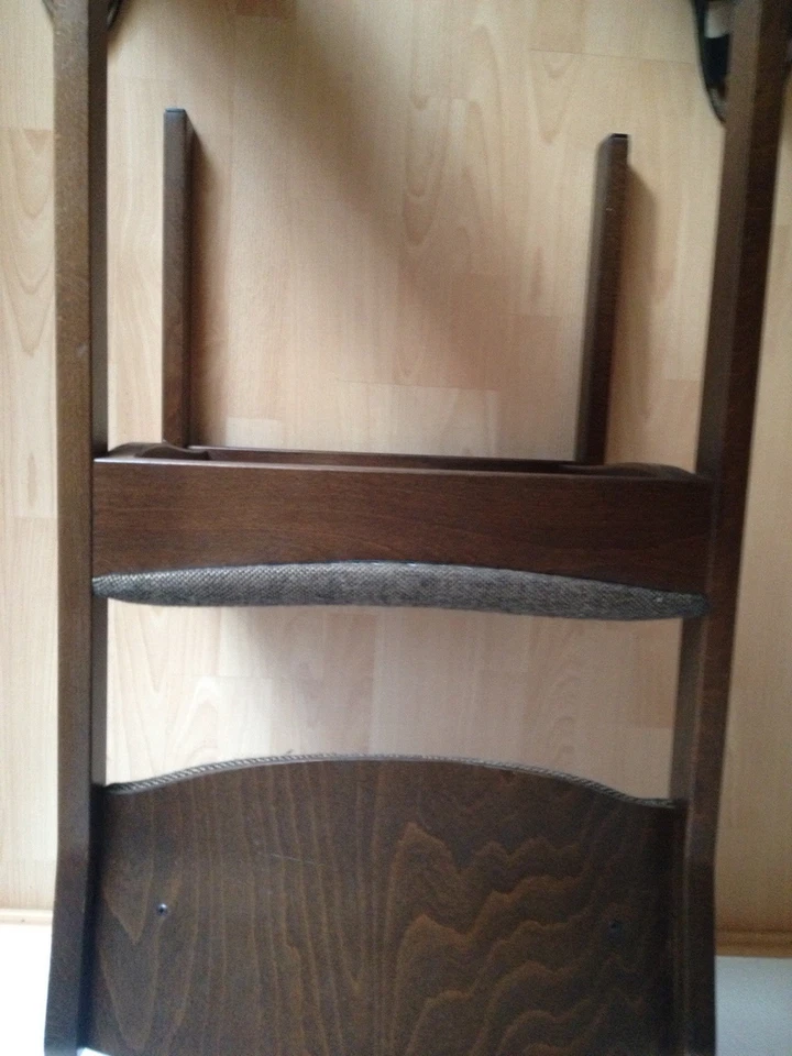 Stapel-Holz-Stuhl Saalstuhl Holz-Stoff braun Polsterstuhl stapelbar 70er Jahre - Bild 4 von 4