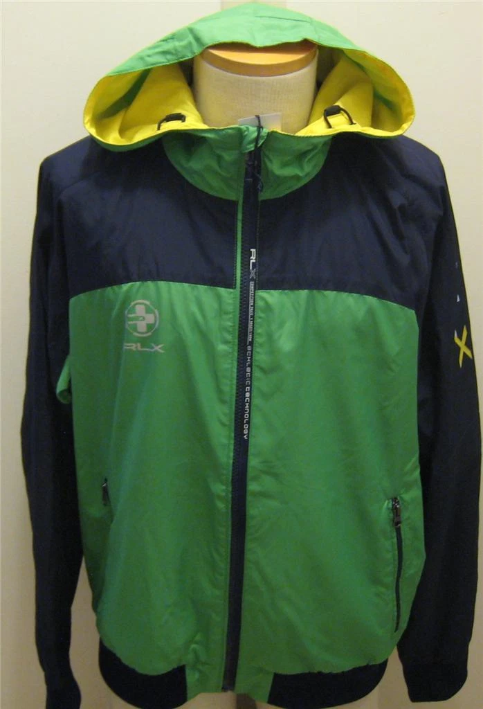 NEW RLX Ralph LaurenMens Lightweight Windbreaker Hooded Jacket Coat M NWT