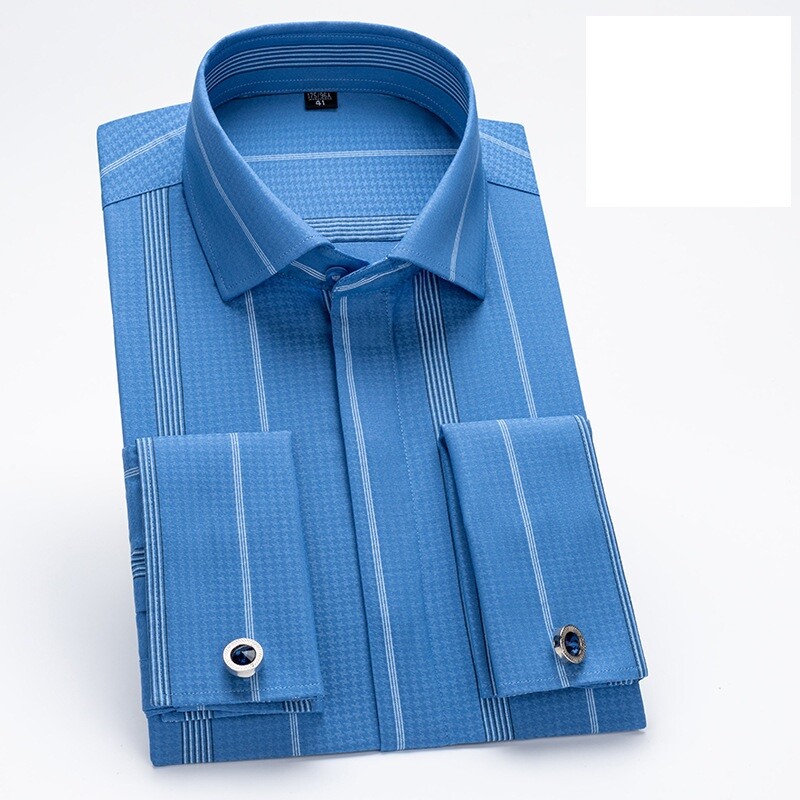 トップス 29 Mens Dress Shirts French Cuff Striped Long Sleeves Formal Business