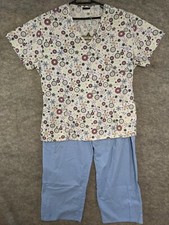 Scrubs Set Womens 2X Absolute Floral Top Carol's Scrubs Drawstring Pants Pockets