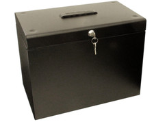 A4 File Filing Box Black Metal Home Office Storage Lockable inc Suspension Files
