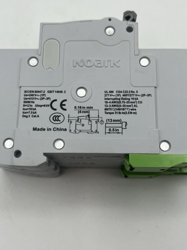Noark Miniature Circuit Breaker B1H3D10 3 Pole 10 AMP UL489 1000844 50/60Hz - Picture 2 of 4