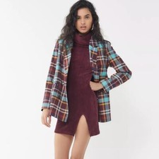 URBAN OUTFITTERS x MOTEL Tori Corduroy Turtleneck Dress Maroon {RR14}