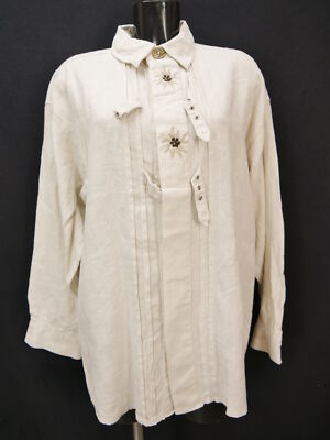 Size L costume shirt country line beige linen with edelweiss embroidery shirt th2321