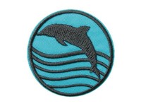 BüGelbild Applikation AufnäHer Patch Recycl-Patch Delfin 5,5 Cm