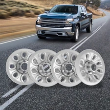 Set Of 4 17" Silver Wheel Skins Center Hub Caps For 2005-2014 Chevrolet/gmc