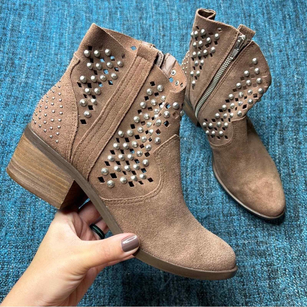 Steve Madden Dude Studded Boots in Brown Suede Size Women's Shoes Western