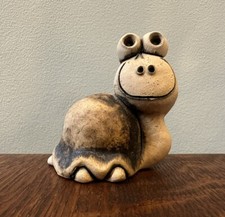 Vintage John Hughes Studio Art Pottery Grogg Turtle Figurine Stamped & Signed