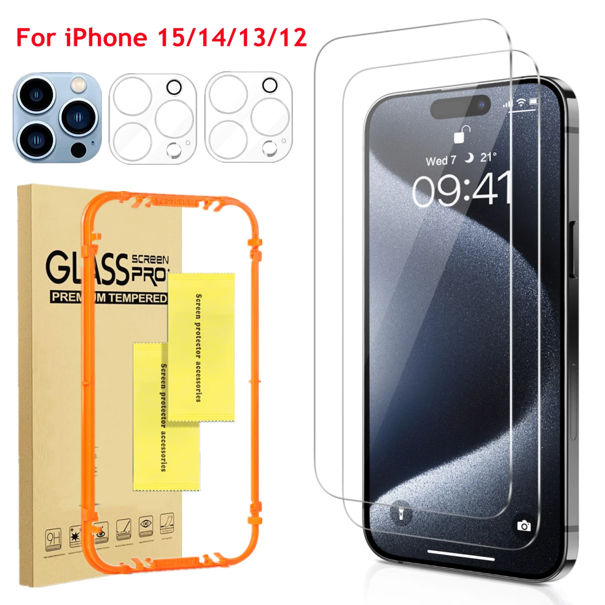 Tempered Glass Screen Protector For iPhone 15 14 13 12 Pro Max US Fast Shipping