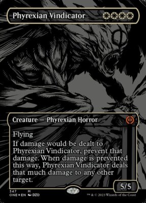 MTG PHYREXIAN VINDICATOR 347 FOIL EXC OIL SLICK VENDICATRICE PHYREXIA ONE X EN