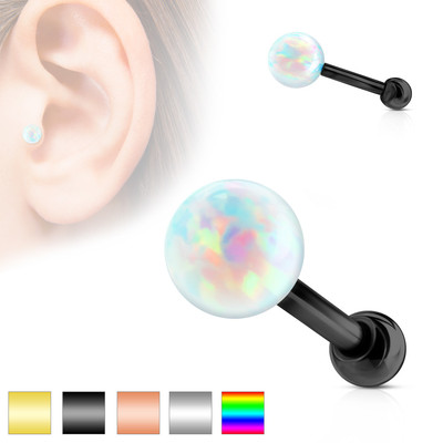 Simulated Opal Ball Internal Thread IP Helix Tragus Cartilage Barbell Stud 16g