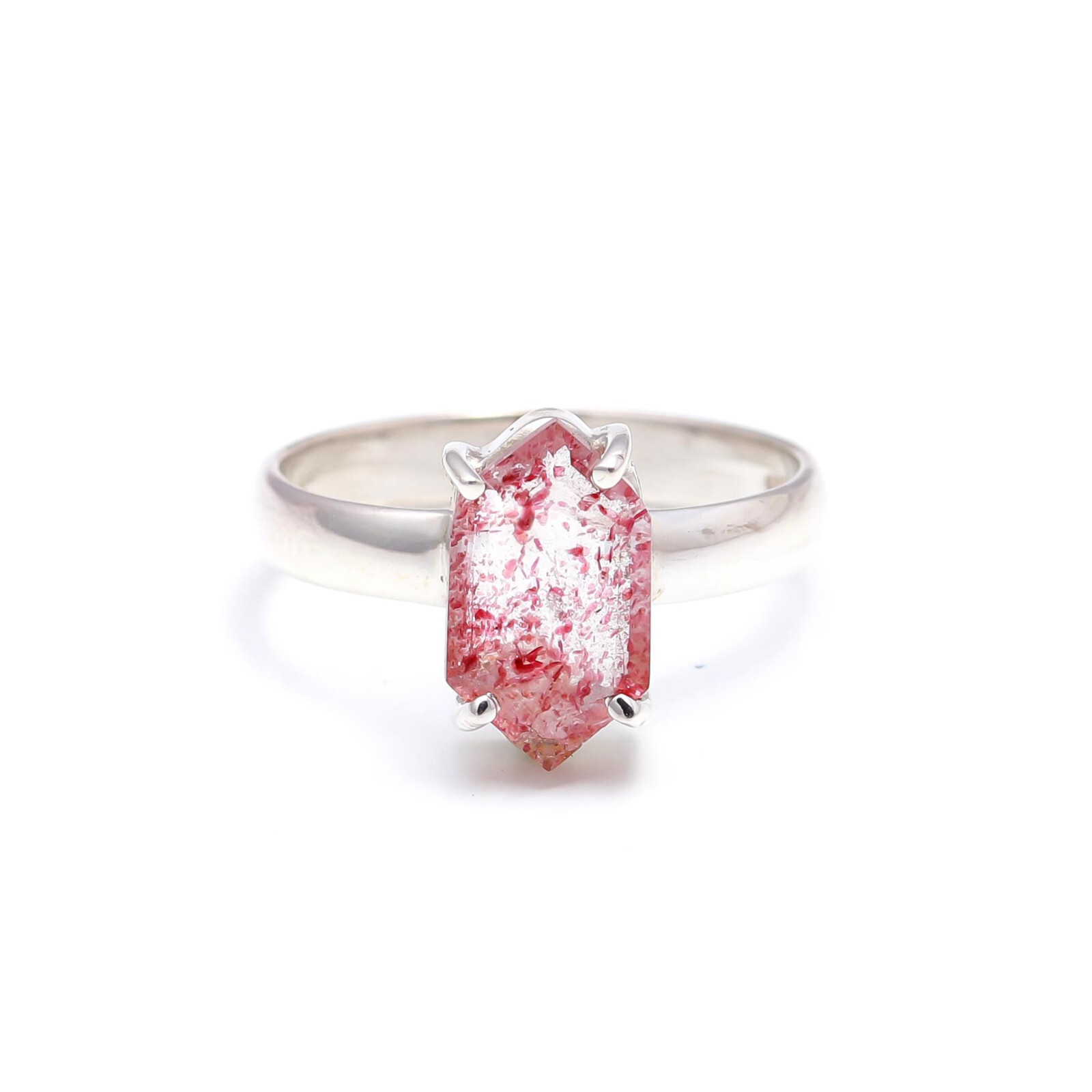 Natural Strawberry Quartz Ring in 925 Sterling Silver - Custom Sizes Available
