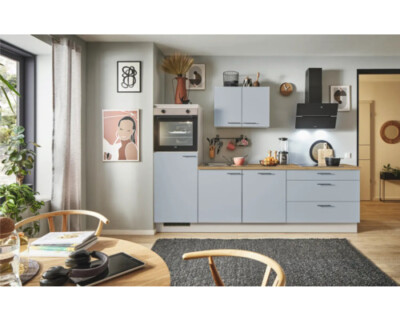 PICCANTE Plus Küchenzeile ohne Geräte Marlena 280 cm pastellblau matt vormontier