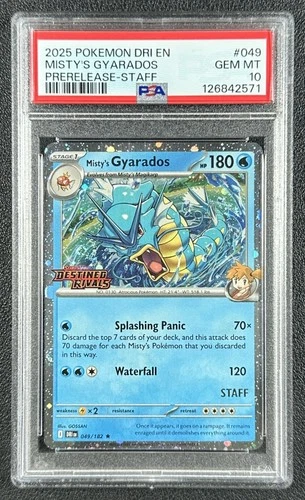 MISTY'S GYARADOS PSA 10 2025 POKEMON DESTINED RIVALS #049/182 STAFF PROMOS 2571
