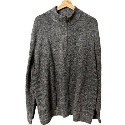 Barbour Mens Tisbury Wool 1/4 Zip Sweater Sz XXL Grey English Countryside Preppy