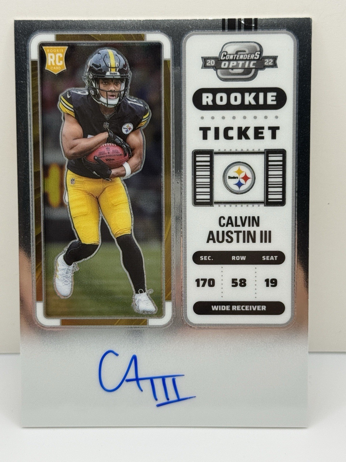 2022 Calvin Austin III Panini Contenders Optic Rookie Ticket Auto #107 RC Rookie