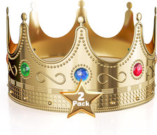 Gold Royal Queen and King Crown Luxurious Royal Crowns for Women and Men - 2 Pac