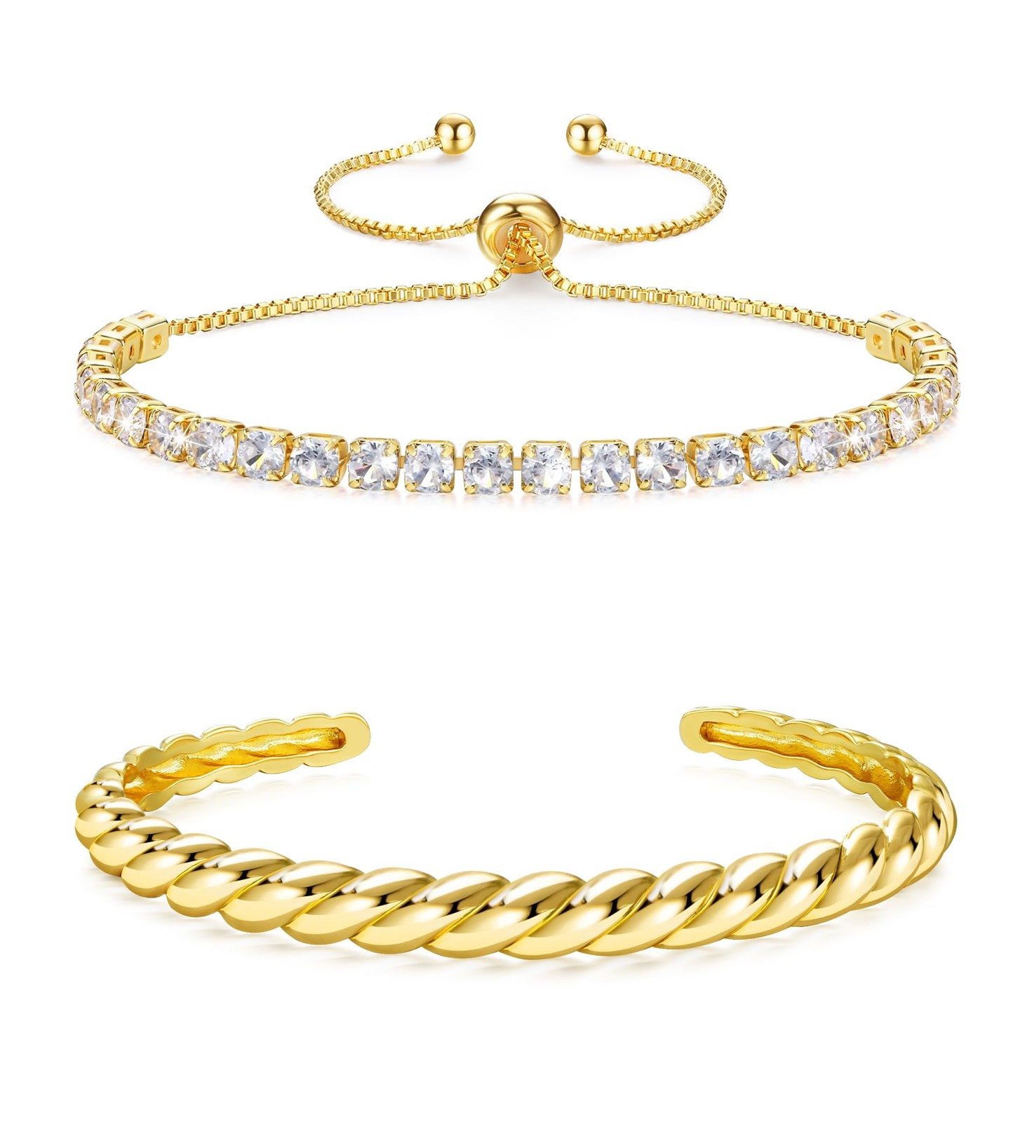 Gold Bracelets for Women Gold Bangles for Women Stackable Tennis Bracelets Gold