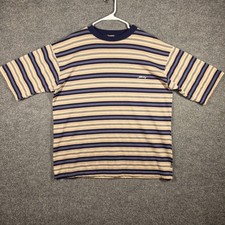 Vintage 90s Skidz Shirt Large Textured Knit Short Sleeve Striped Tee Made in USA