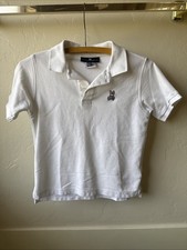 Kids Size 10/12 Psycho Bunny White Polo Embroidered Bunny