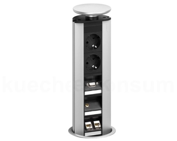 Schulte Evoline Port 01.978 Multimedia Professionell Versenkbare Steckdose Silbe-image