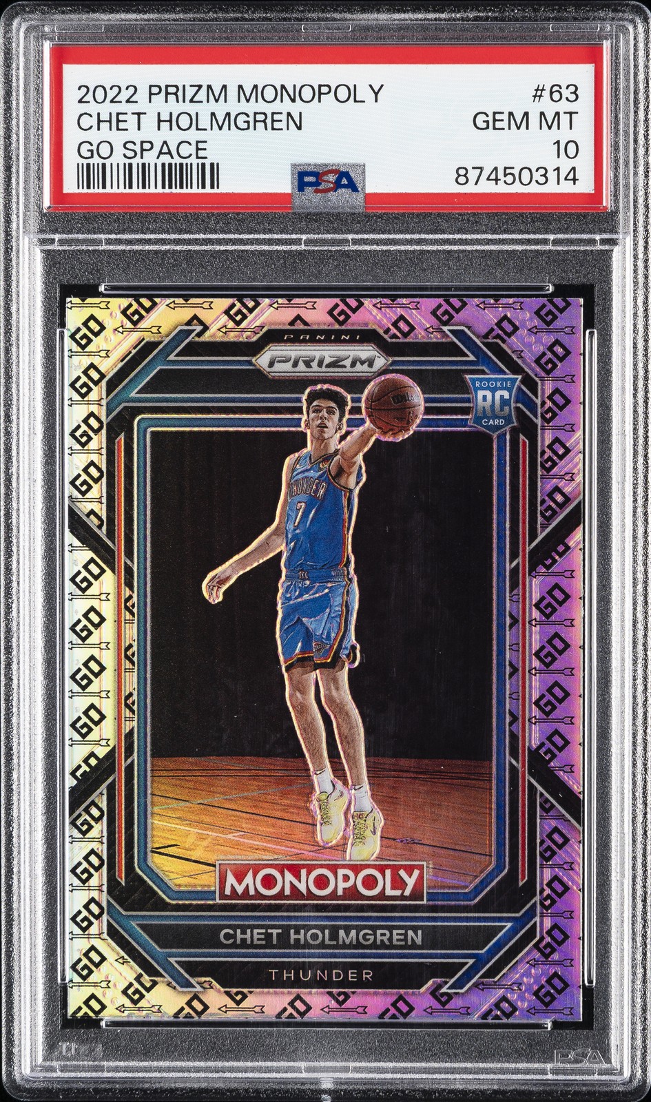 2022 PANINI PRIZM MONOPOLY GO SPACE #63 CHET HOLMGREN ROOKIE RC PSA 10