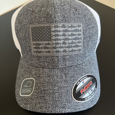 COLUMBIA PFG MESH HAT Heathered FLEXFIT CAP FITTED High Crown S/M, Fish Cap Flag