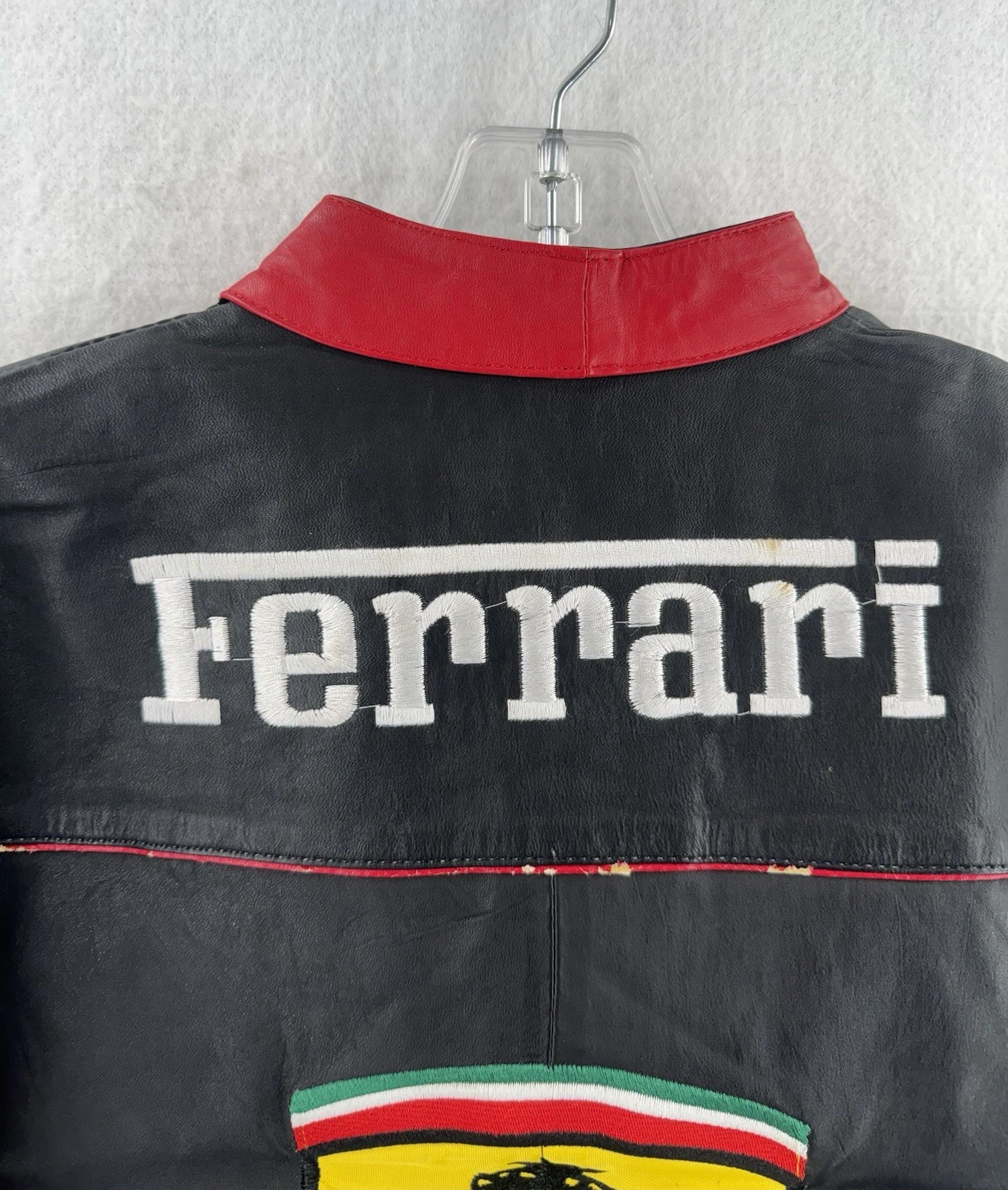 Vintage Ferrari racing jacket Rare black Leather READ image 18