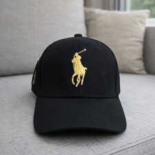 Ralph Lauren Polo Black Cotton Adjustable Baseball Cap Classic Pony Logo Hat New