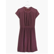 Madewell Womens Merlot 100 Silk Cap Sleeve Keyhole Moonset Dress